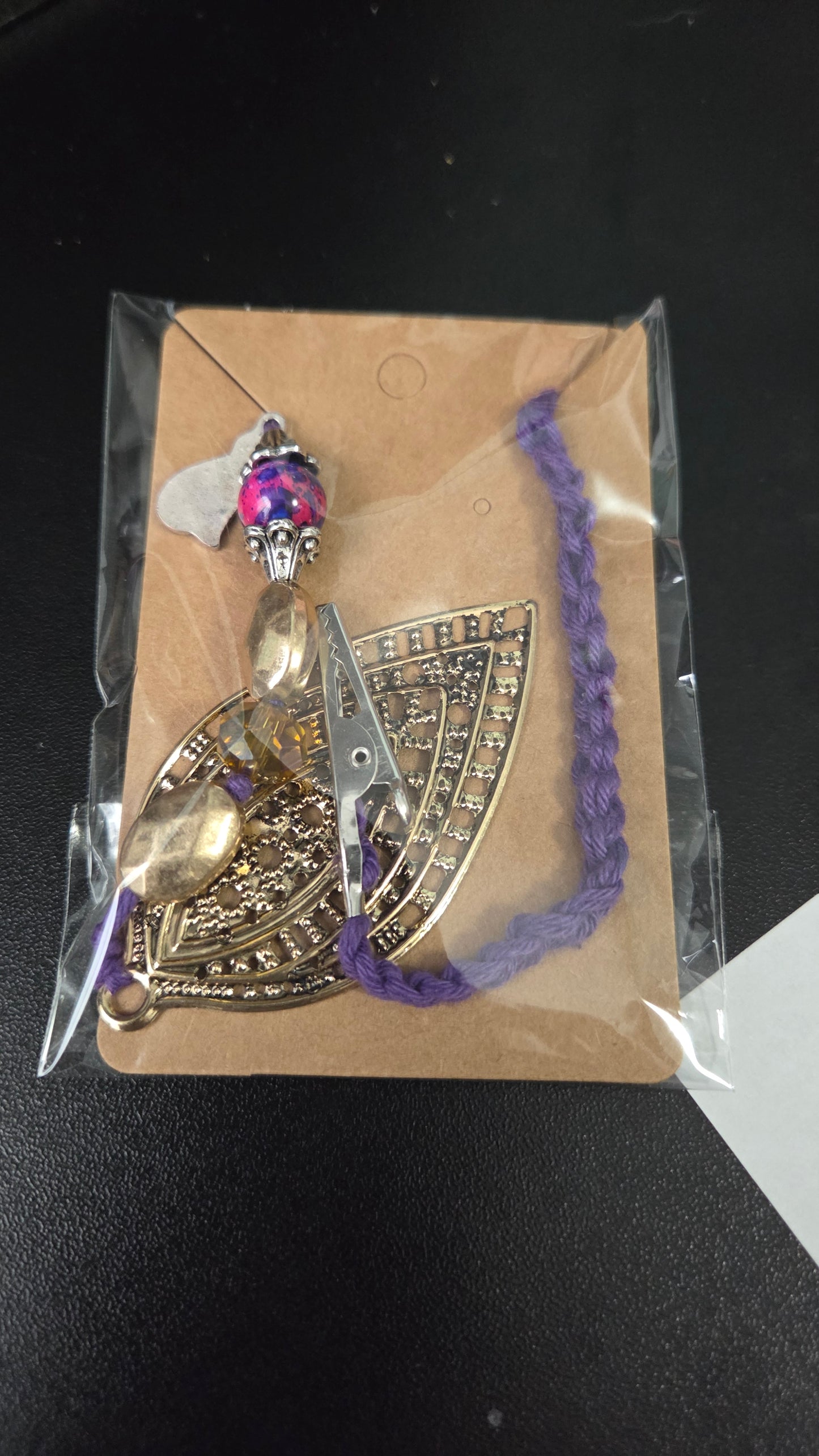 Gold purple cat clip