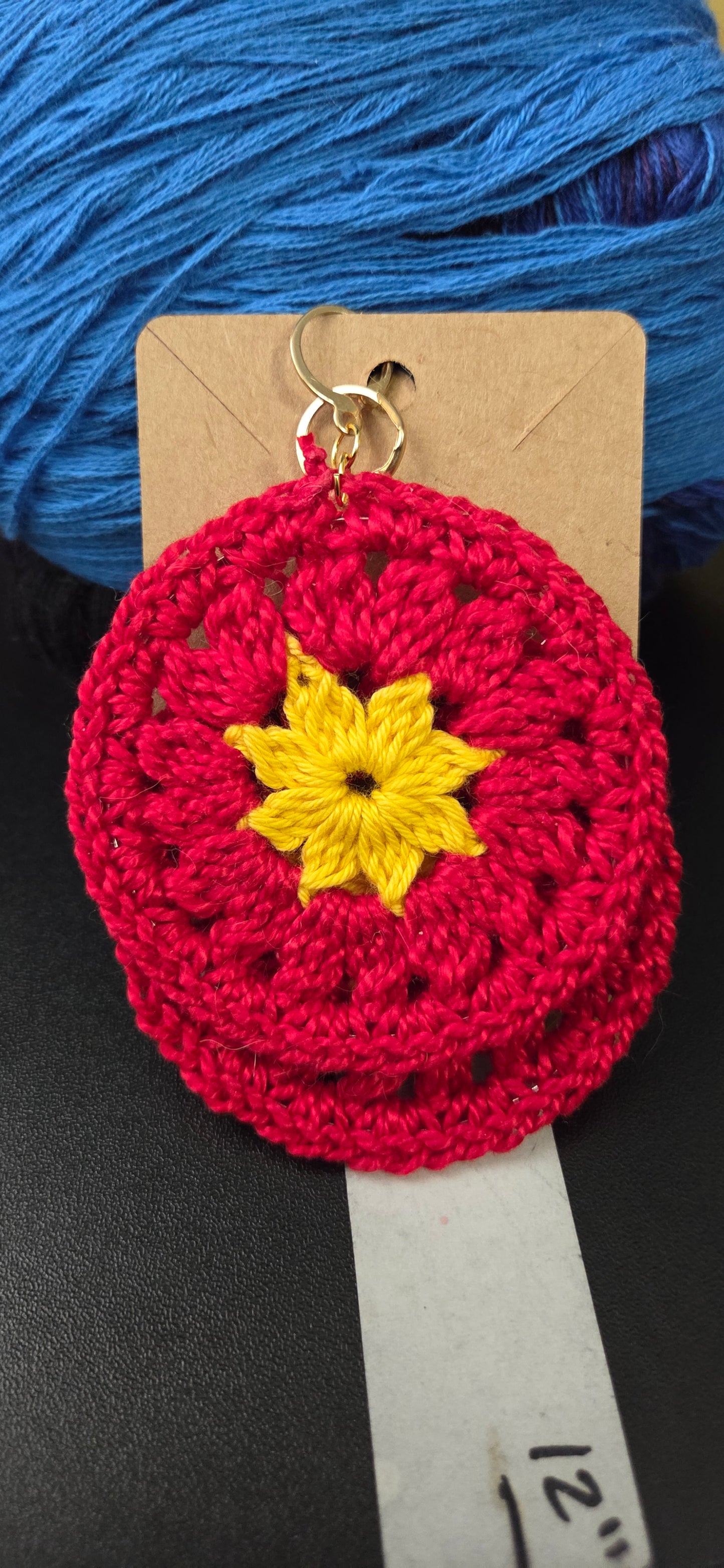 Red flower earrings