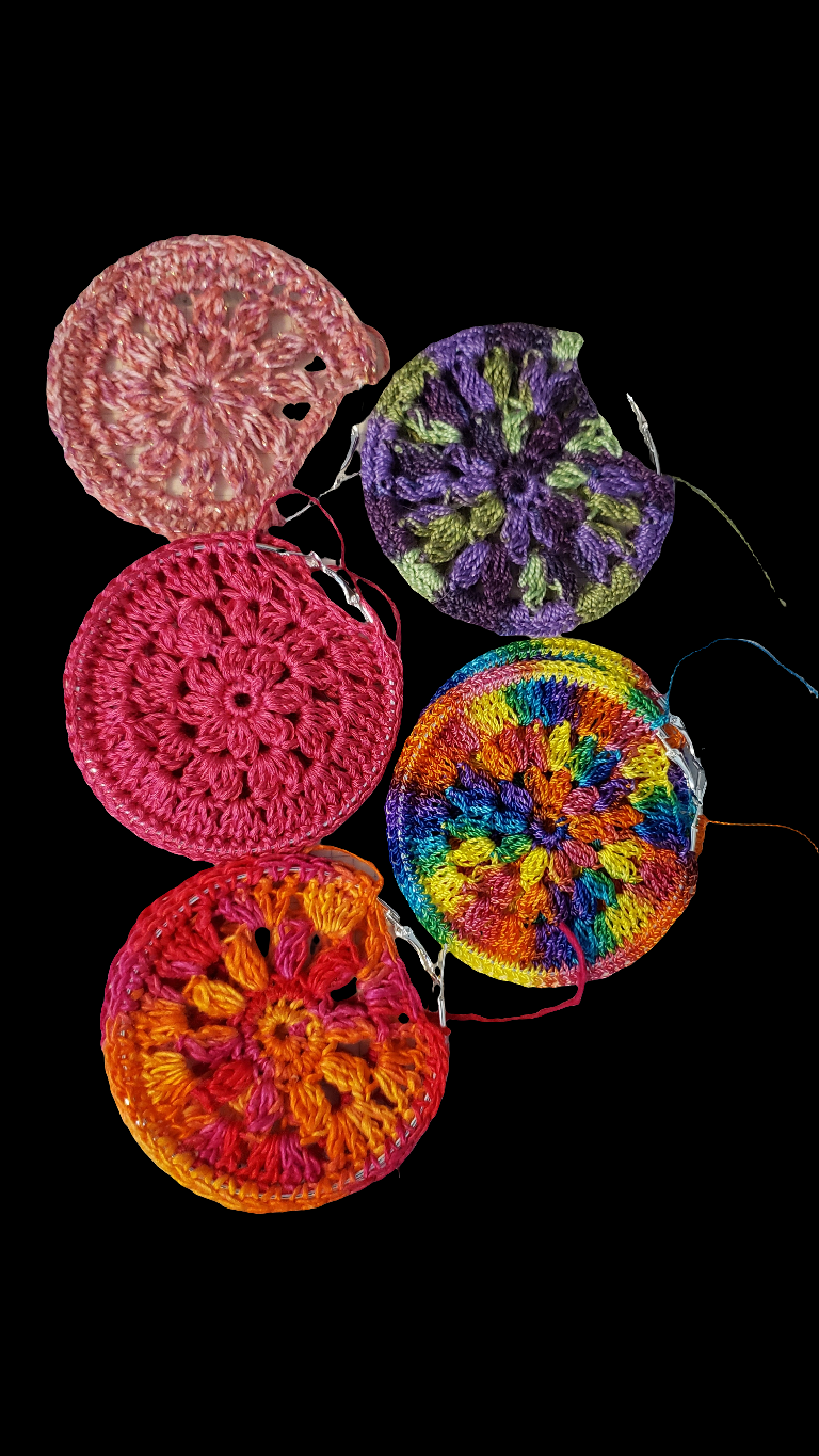 Crochet flower hoop earrings