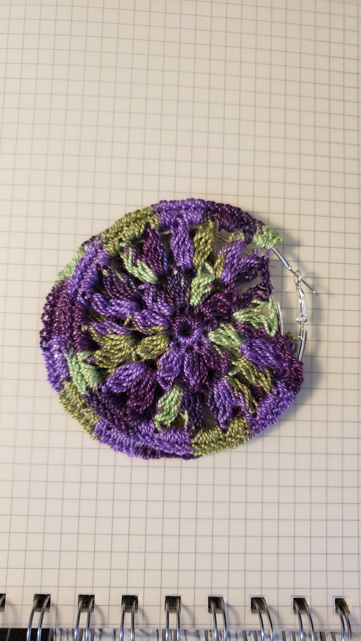 Crochet flower hoop earrings
