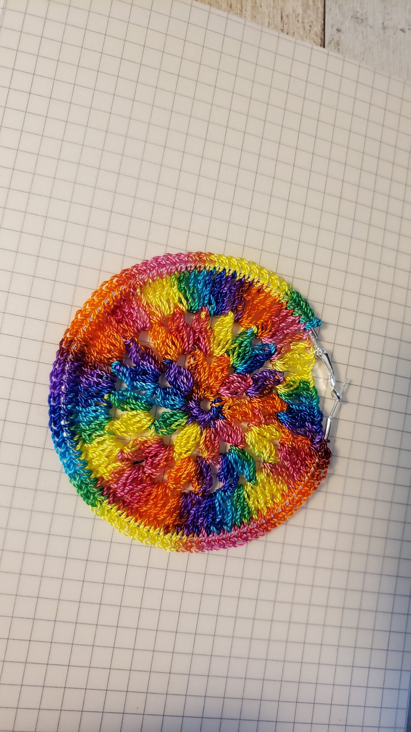 Crochet flower hoop earrings