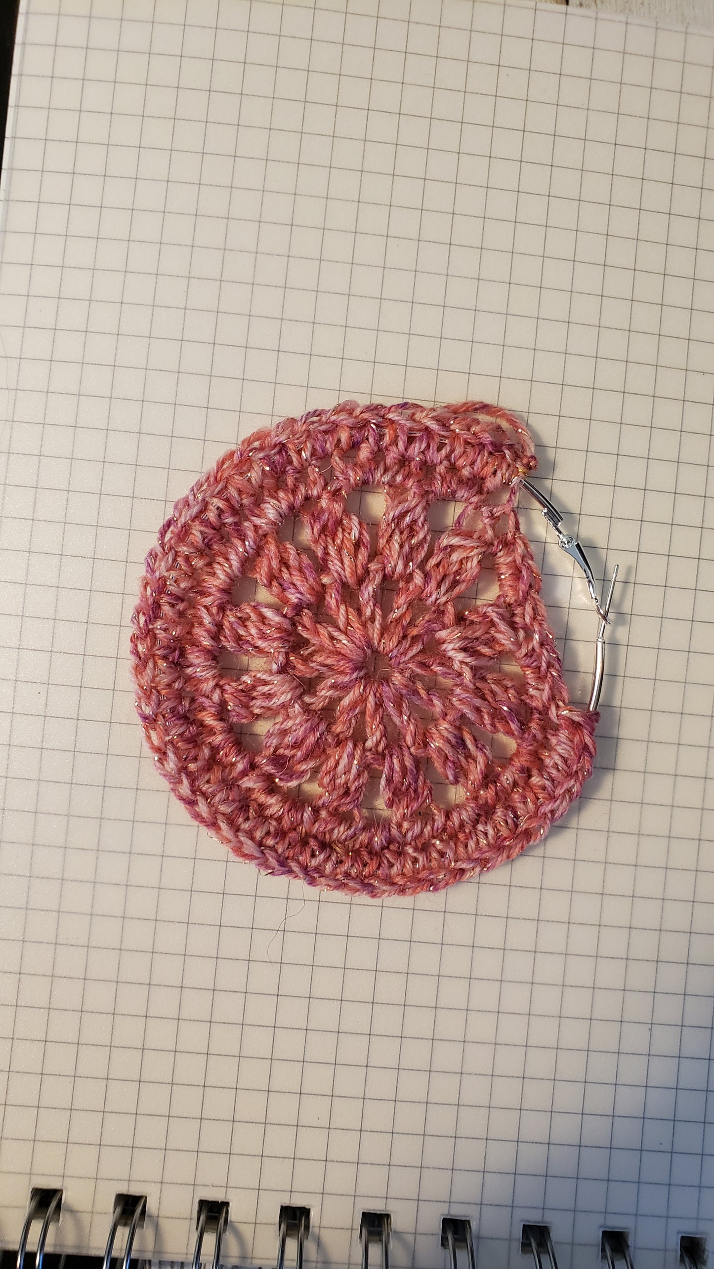 Crochet flower hoop earrings